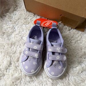 Kids Lavender Floral Velcro Sneakers